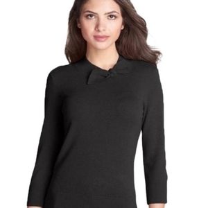 Kate Spade NEW Bow Detail Cashmere Wool Blend 3/4 Sleeve Sweater Top Tunic Large